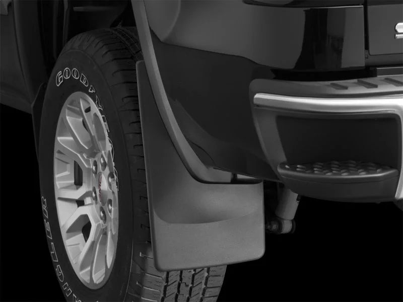 WeatherTech 14+ GMC Sierra/Sierra Denali No Drill Mudflaps - Black - Installation View