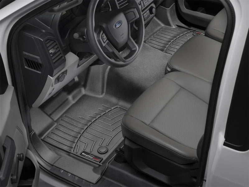 WeatherTech 16+ Ford F-150 Regular Cab Vinyl Floor Front FloorLiner-Black (Bench Seats w/o Console) - Installation View