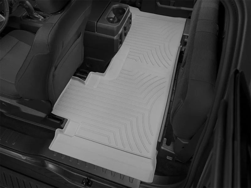 WeatherTech 17+ Ford F-250 Supercab Rear FloorLiner - Grey w/ First Row Bucket Seats - Installation View