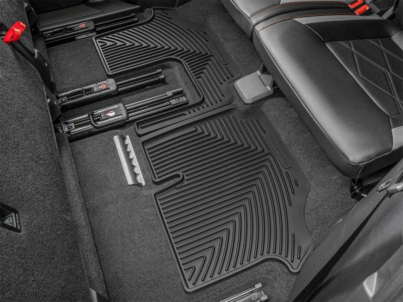 WeatherTech 18-26 Volkswagen Atlas-Bench 2nd Row-3rd Row Rear All-Weather Floor Mats - Black - Side View