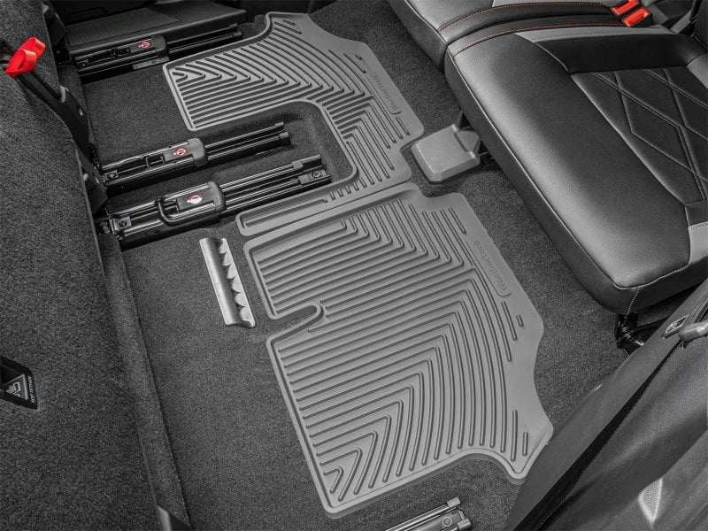 WeatherTech 18-26 Volkswagen Atlas-Bench 2nd Row-3rd Row Rear All-Weather Floor Mats - Grey - Side View