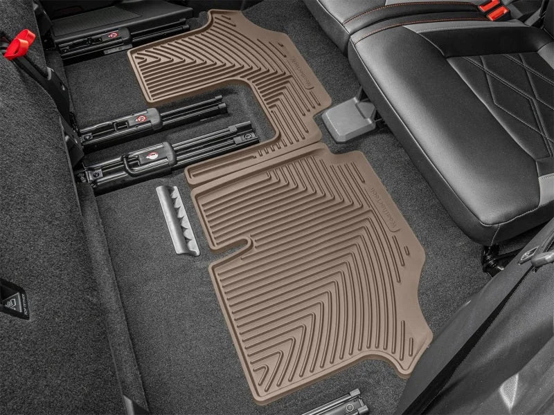 WeatherTech 18-26 Volkswagen Atlas-Bench 2nd Row-3rd Row Rear All-Weather Floor Mats - Tan - Side View