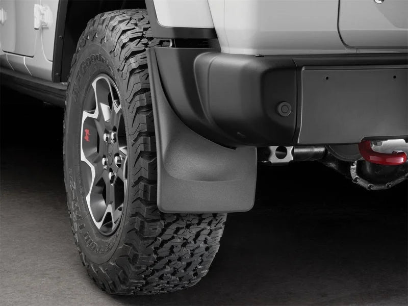 WeatherTech 18+ Jeep Wrangler Rubicon Rear No Drill Mudflaps - Black - Side View