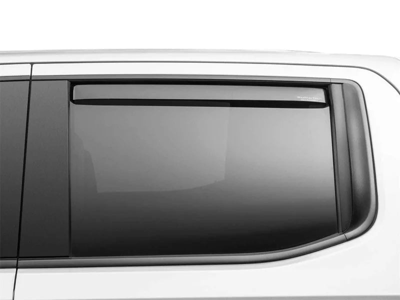 WeatherTech 19-23 GMC/Chevrolet Sierra / Silverado 1500 CC Rear Side Window Deflectors - Dark Tint - Side View