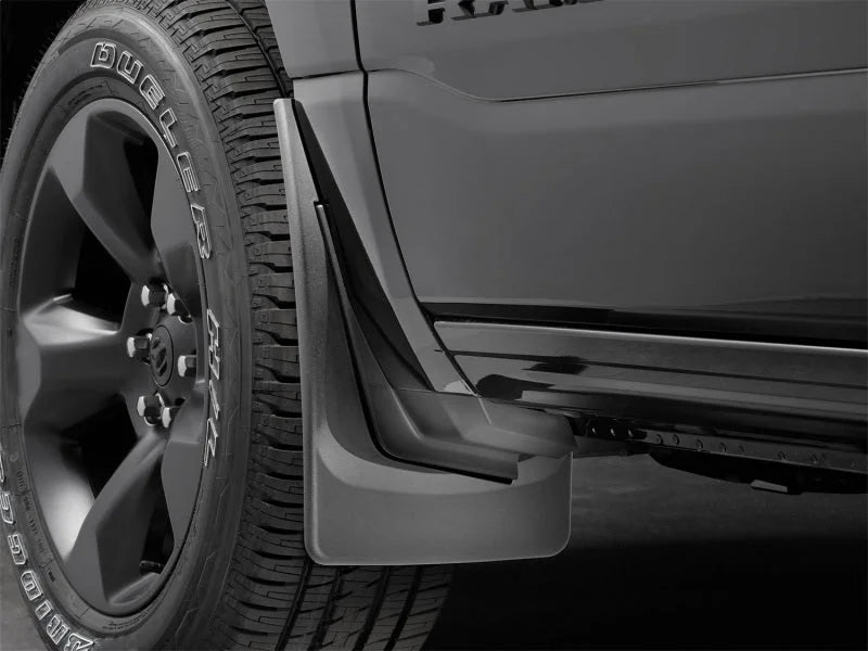 WeatherTech 19+ Dodge Ram w/o Factory Flares Front No Drill Mudflaps - Black - Side View