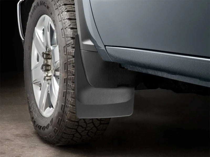 WeatherTech 20-24 Chevrolet Silverado 2500HD/3500HD Front No Drill Mudflaps - Black - Side View