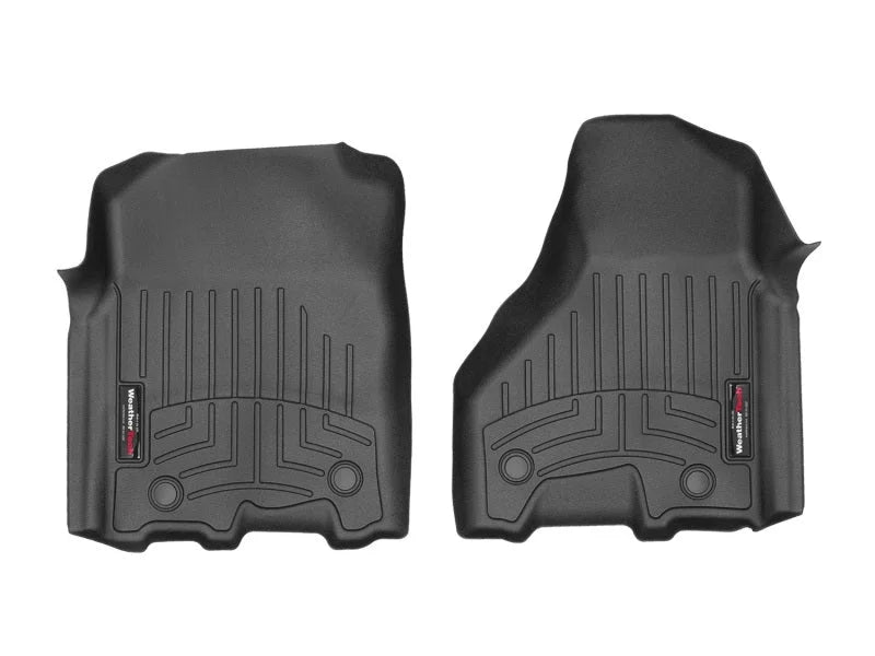 WeatherTech 2012+ Dodge Ram 2500/3500 (Vinyl Floor/Auto Trans/Crew Cab) Front FloorLiners - Black - Main Product View
