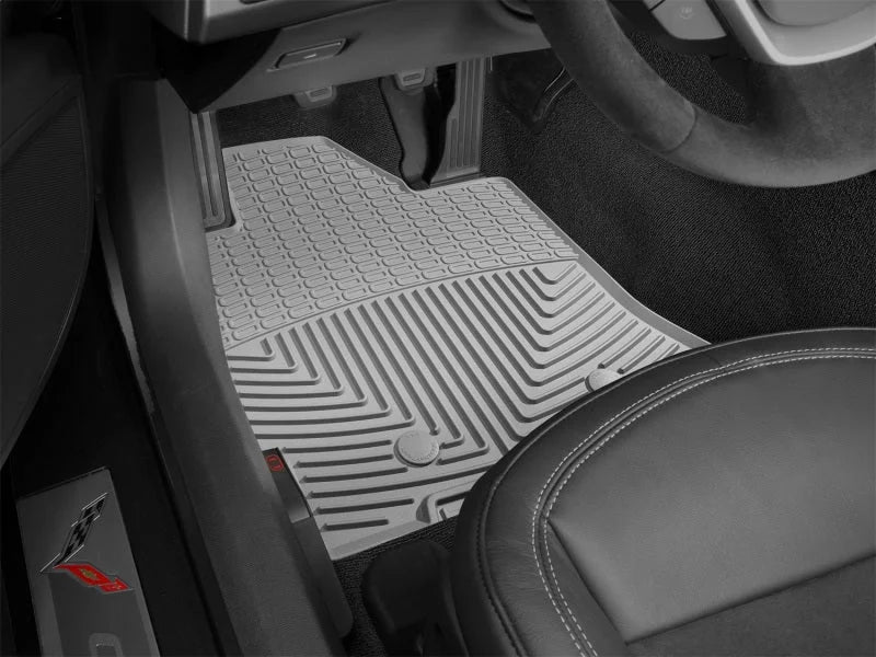 WeatherTech 2014+ Chevrolet Corvette Front Rubber Mats - Grey - Back View