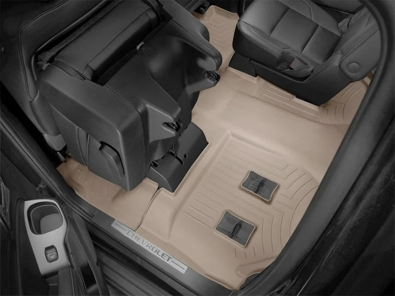 WeatherTech 2015+ Chevrolet Suburban w/ 2nd Row Bucket Seats Rear FloorLiner - Tan - Installation View