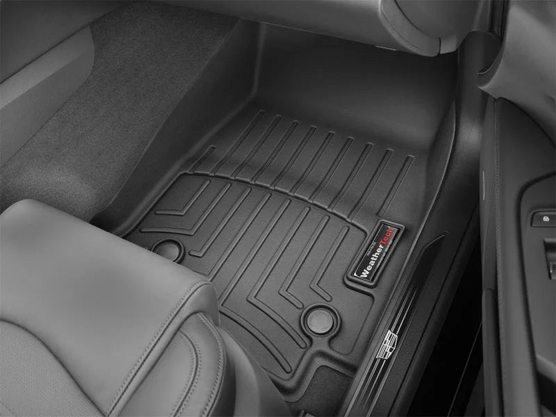 WeatherTech 2016+ Cadillac CT6 Front FloorLiners - Black - Back View
