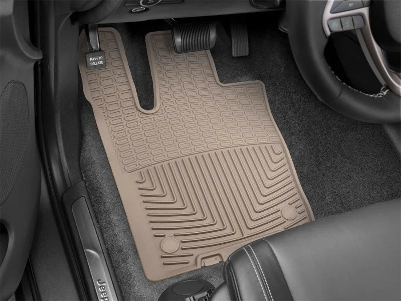 WeatherTech 2016+ Jeep Grand Cherokee / Dodge Durango Front Rubber Mats - Tan - Side View