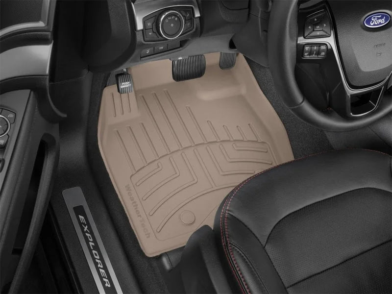 WeatherTech 2017+ Ford Explorer Front FloorLiner HP - Tan - Back View