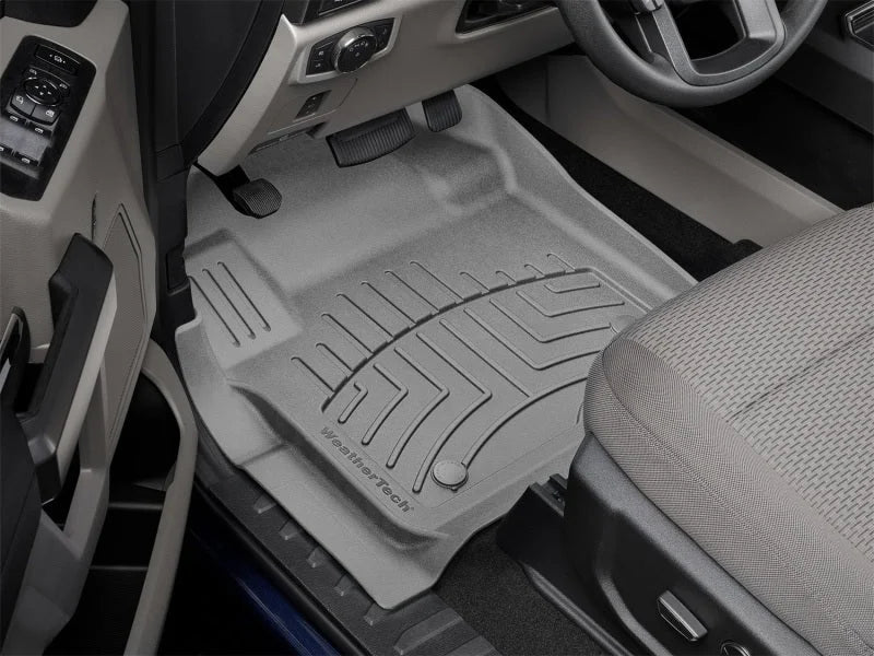 WeatherTech 2017+ Ford F-250/F-350/F-450/F-550 SuperCab/SuperCrew Front FloorLiner HP - Grey - Installation View