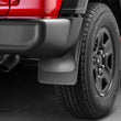 Load image into Gallery viewer, WeatherTech 2018+ Jeep Wrangler Sport/Sport S Rear No Drill MudFlaps - Black - Side View