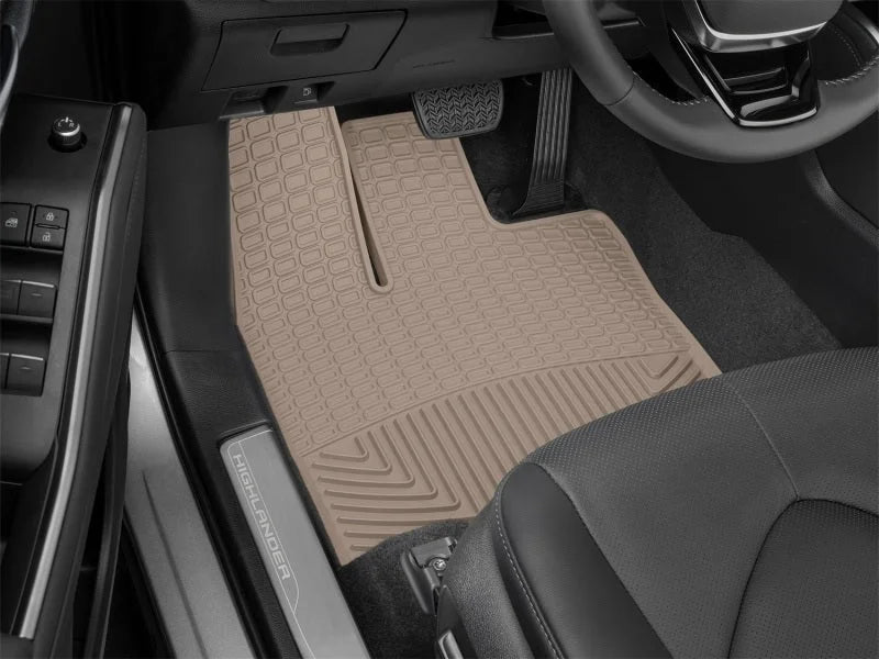 WeatherTech 2020-2022 Toyota Highlander Front Rubber Mats - Tan - Side View