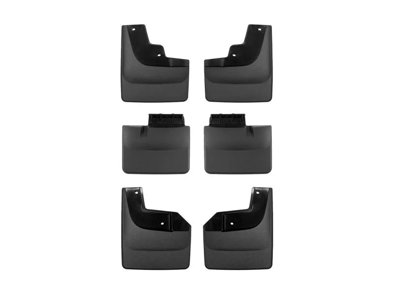 WeatherTech 21-22 Ford F-150 Raptor No Drill MudFlaps (Front + Mid + Rear Set) - Black - Main Product View
