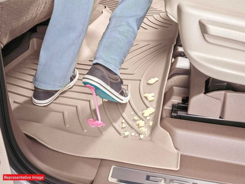 WeatherTech 22-24 Infiniti QX60 / 22-24 Nissan Pathfinder (Captains Chairs) Rear FloorLiner HP - Blk - Side View