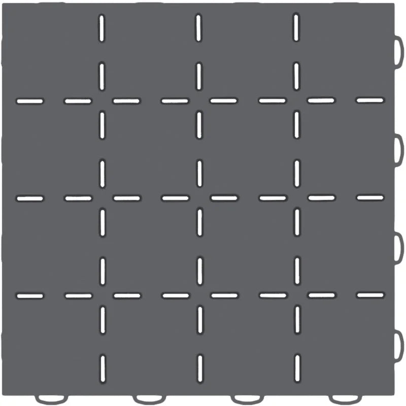 WeatherTech TechFloor 12in x 12in Solid Floor Tile w/ Raised Squares - Dark Grey - Side View