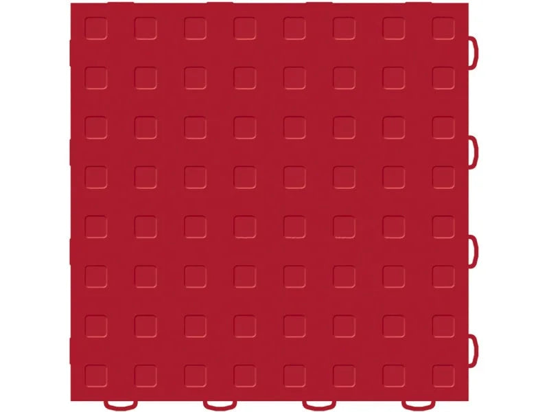 WeatherTech TechFloor 12in x 12in Solid Floor Tile w/ Raised Squares - Red - Back View
