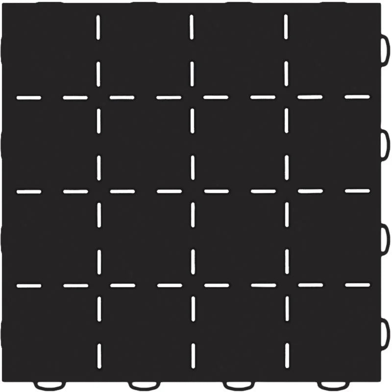WeatherTech TechFloor - 12in x 12in Solid Tile w/ Raised Squares - Black - Installation View
