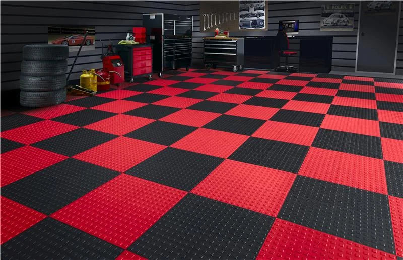 WeatherTech TechFloor-3in X 12in Tiles(right loop) - Tan/Black - Side View