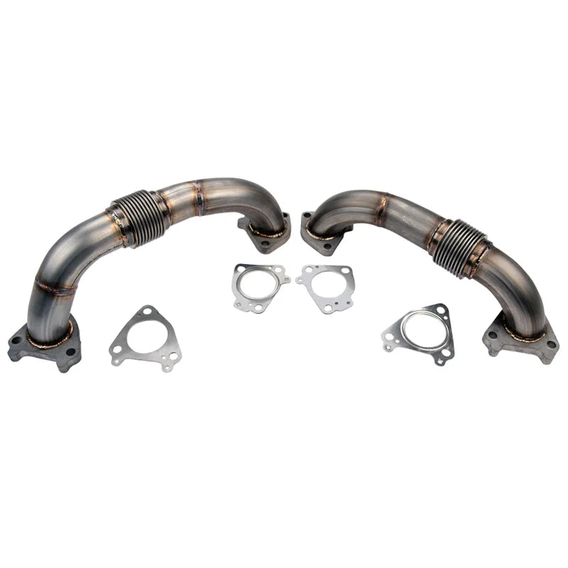 Wehrli 01-04 Chevrolet 6.6L Duramax LB7 2in Stainless Up Pipe Kit w/Gaskets - Twin Turbo - Main Product View