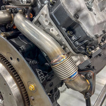 Load image into Gallery viewer, Wehrli 01-04 Chevrolet 6.6L Duramax LB7 2in Stainless Up Pipe Kit w/Gaskets - Twin Turbo - Back View