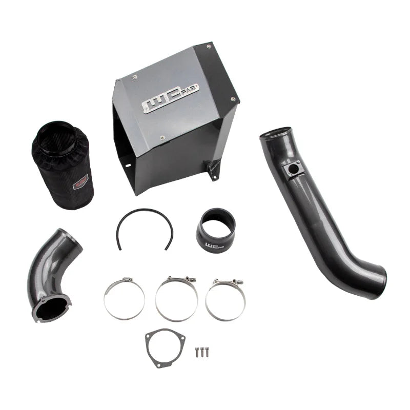 Wehrli 01-04 Duramax LB7 4in. Stage 2 High Flow Bundle Intake Kit - Cat Yellow - Installation View