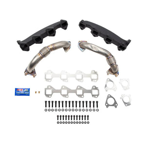 Wehrli 01-04 Duramax LB7 Billet Exhaust Manifold & SS Up Pipes w/ Gaskets and ARP Hardware - Main Product View