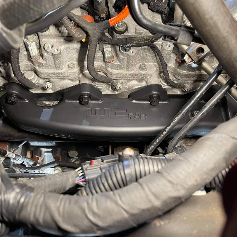 Wehrli 01-04 Duramax LB7 Billet Exhaust Manifold & SS Up Pipes w/ Gaskets and ARP Hardware - Installation View
