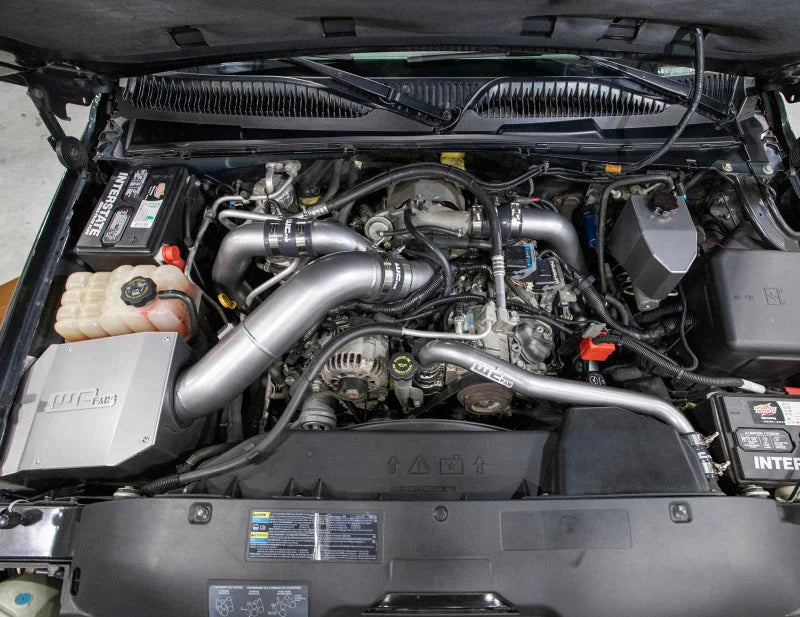Wehrli 01-05 Chevy 6.6L LB7/LLY Duramax Thermostat Housing & Upper Coolant Pipe Kit - Bengal Silver - Back View