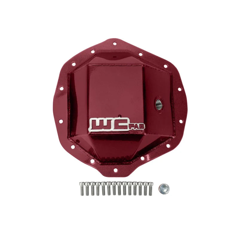 Wehrli 01-19 Chevrolet Duramax/03-19 Dodge Cummins 11.5in AAM Rear Diff. Cover - WCFab Red - Side View