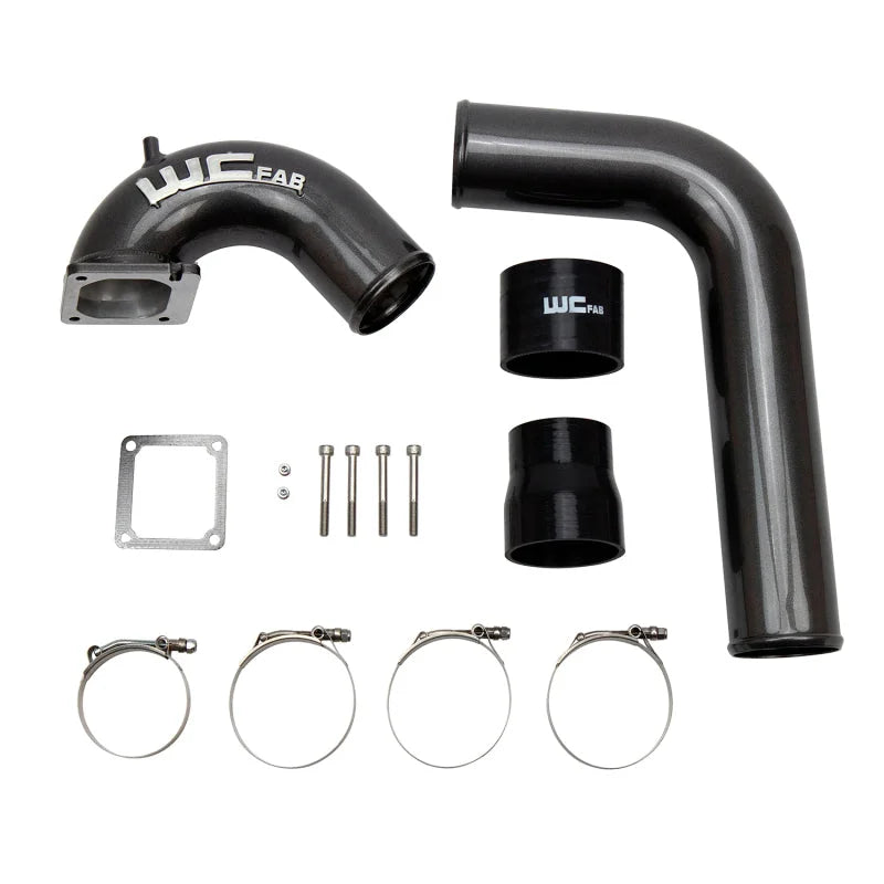 Wehrli 03-07 Dodge 5.9L Cummins 3.5in Intake Horn & Driver Side Intercooler Pipe Kit - WCFab Grey - Main Product View