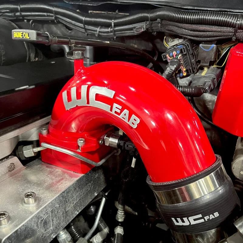 Wehrli 03-07 Dodge Cummins 5.9L 3.5in Intake Horn w/Driver IC Pipe - Illusion Purple - Back View