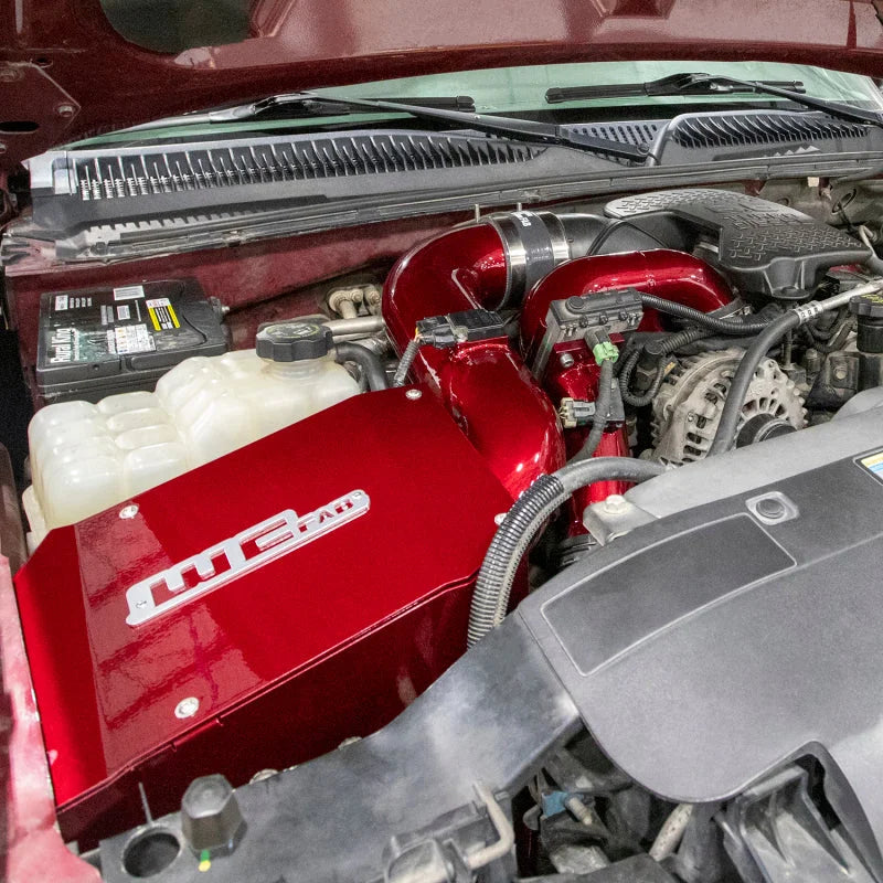 Wehrli 06-07 Duramax LBZ 4in. Intake Kit w/ Air Box - Candy Red - Side View