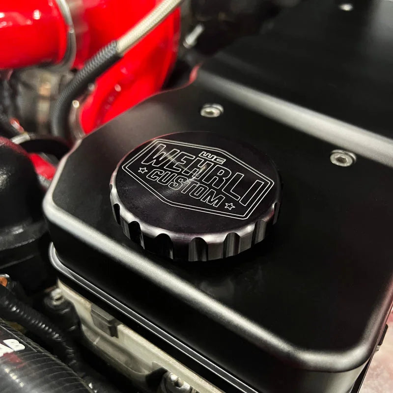 Wehrli 06-18 Cummins WCFab X D&J Precision Billet Valve Cover - Bengal Red - Side View