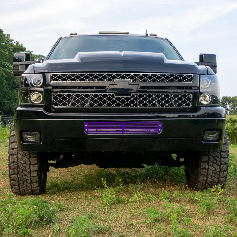 Wehrli 11-14 Chevy 2500/3500 HD Valance Filler Panel Kit w/ Tow Hooks - Fine Tex Black - Installation View