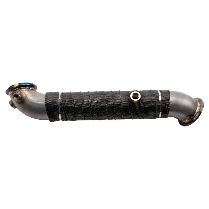 Wehrli 11-15 Chevrolet 6.6L LML Duramax 3in Stainless Down Pipe (V-Band Style) - Side View