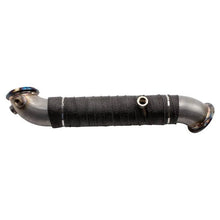 Load image into Gallery viewer, Wehrli 11-15 Chevrolet 6.6L LML Duramax 3in Stainless Down Pipe (V-Band Style) - Side View