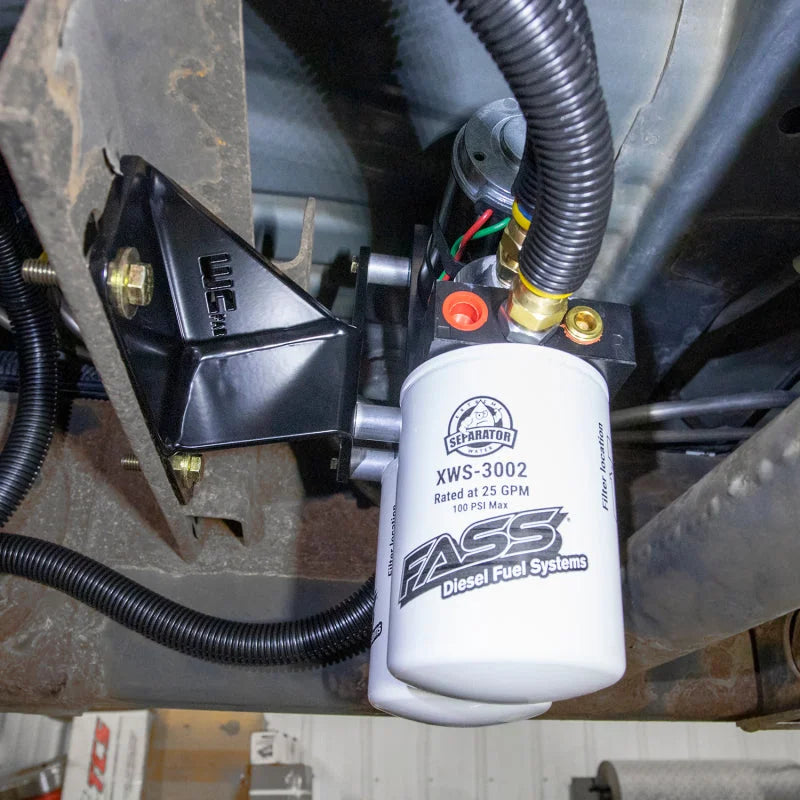 Wehrli 11-16 Chevrolet 6.6L Duramax FASS Fuel System Relocation Bracket (Crew Cab Only) - Installation View