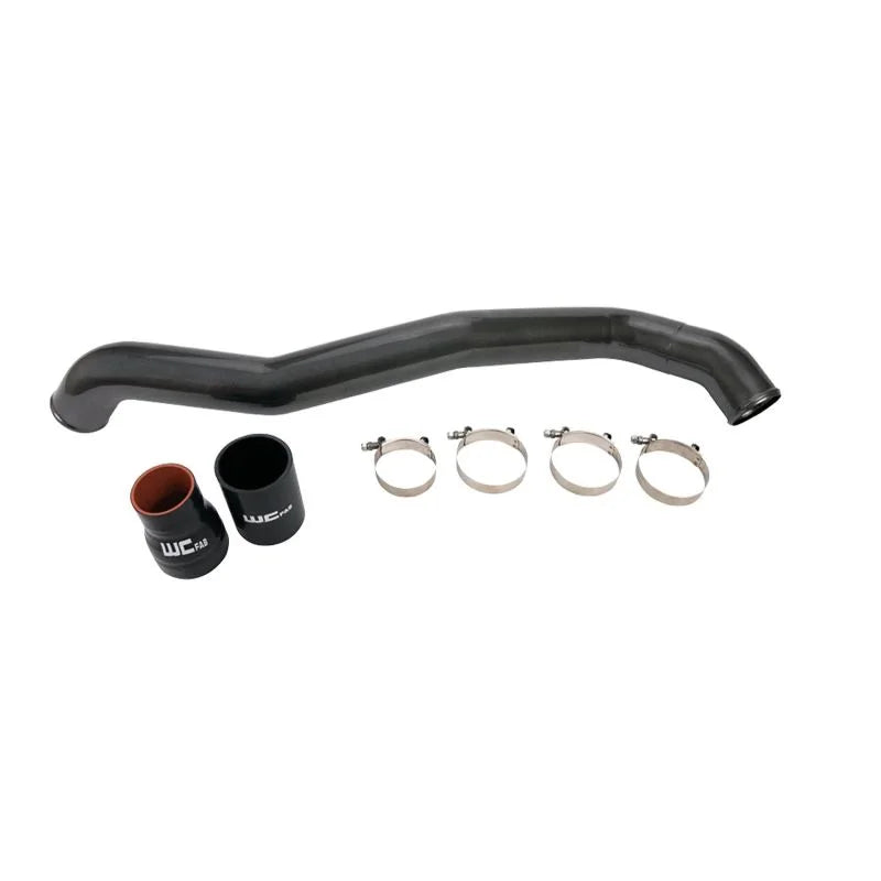 Wehrli 11-16 Chevrolet 6.6L LML Duramax Driver Side 3in Intercooler Pipe - Chevy Orange - Side View