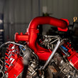 Load image into Gallery viewer, Wehrli 11-16 Chevrolet 6.6L LML Duramax High Flow Y-Bridge Kit - Candy Red - Back View