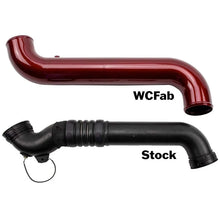 Load image into Gallery viewer, Wehrli 11-16 Duramax LML Passenger Side 3.5 in. Intercooler Pipe - Chevy Orange - Side View