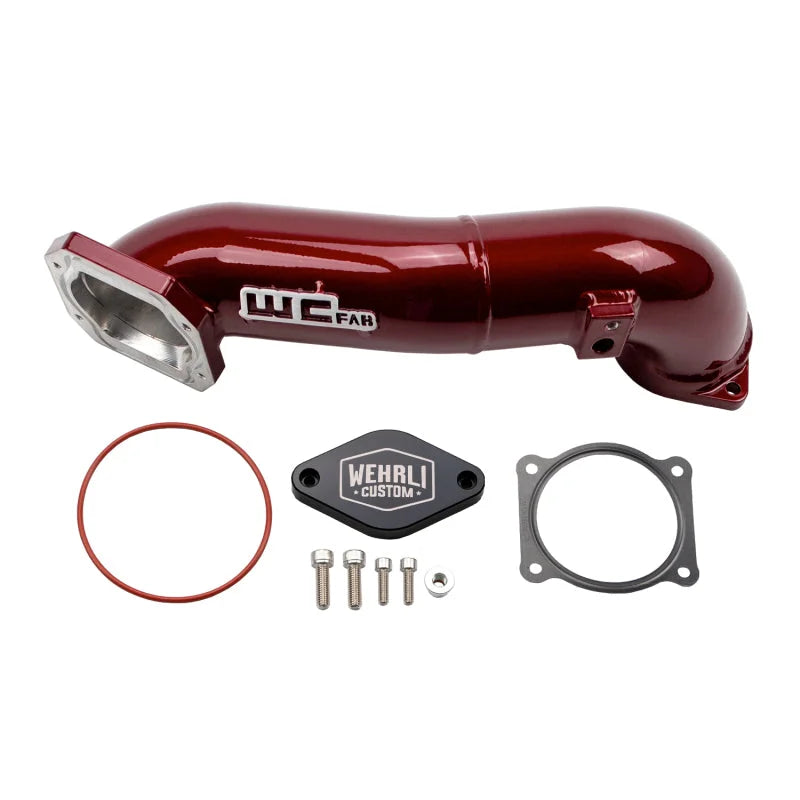 Wehrli 11-16 LML Duramax Passenger Side Upper Crossover Intercooler Pipe Kit - WCFab Red - Main Product View