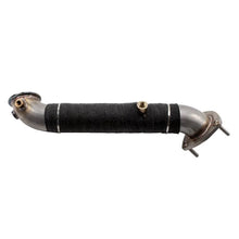 Load image into Gallery viewer, Wehrli 15.5-16 Chevrolet 6.6L LML Duramax 3in Stainless Down Pipe (3 Bolt Flange) - Side View