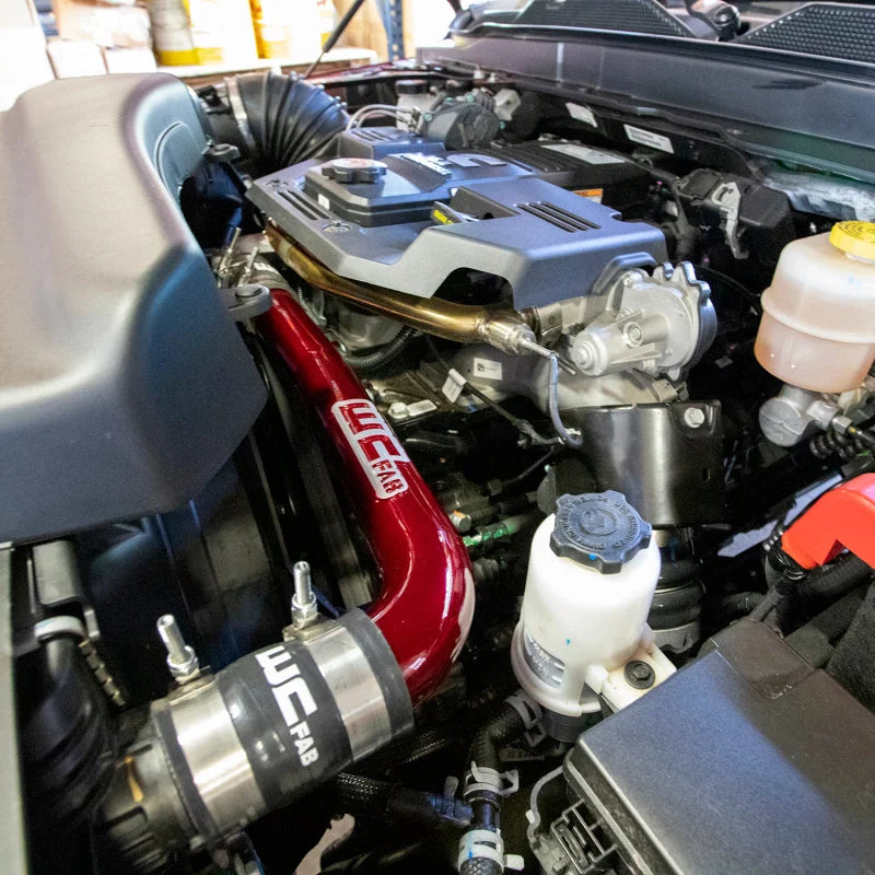 Wehrli 19-23 Cummins 6.7L Upper Coolant Pipe - WCFab Grey - Detail View