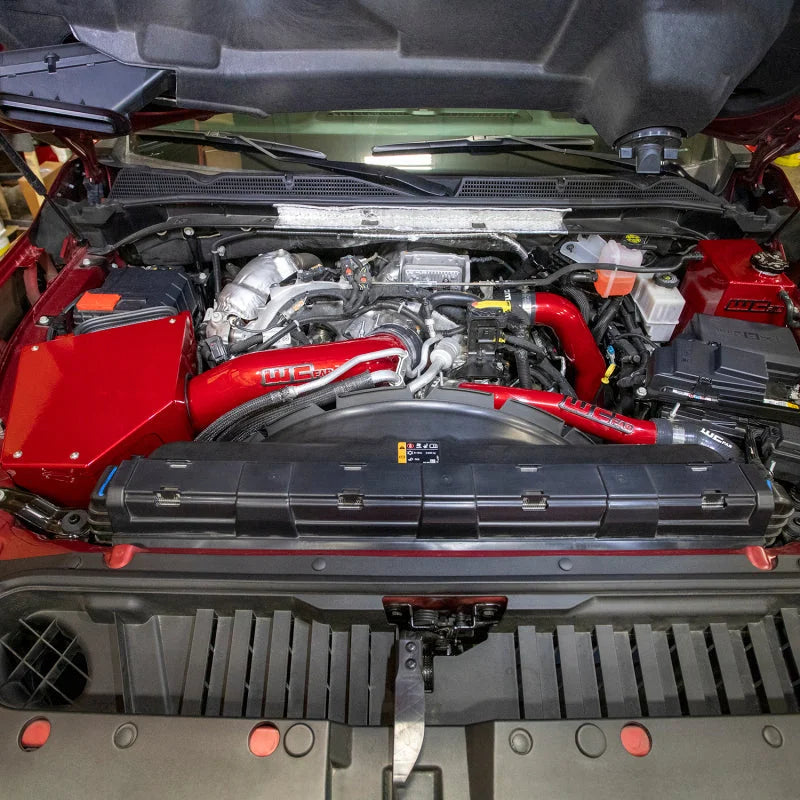 Wehrli 20-24 Chevrolet 6.6L L5P Duramax 4in Intake Kit - Candy Red - Side View