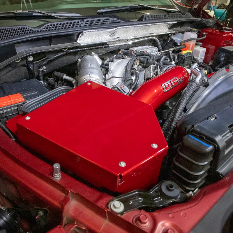 Wehrli 20-24 Chevrolet 6.6L L5P Duramax 4in Intake Kit - Red - Installation View