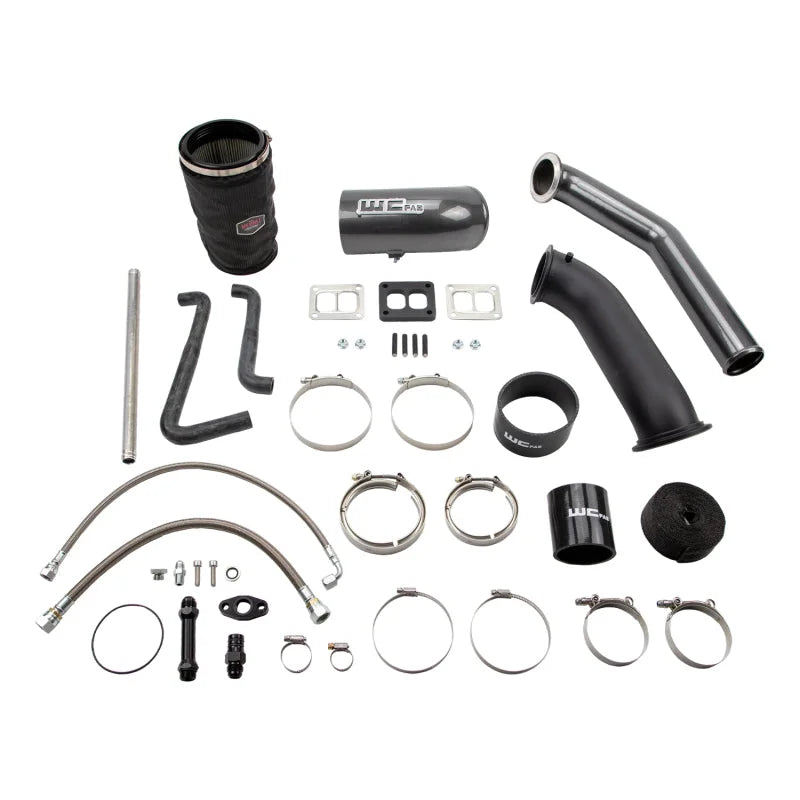Wehrli 2004.5-07 Cummins 5.9L S400 High Mnt Turbo 2nd Gen Swap Kit - Cat Yellow - Side View