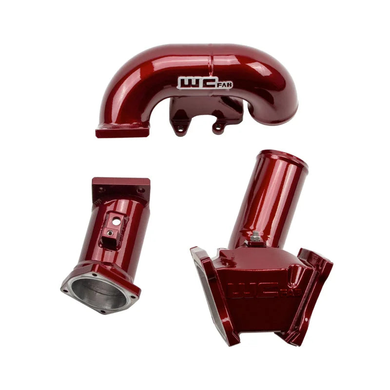 Wehrli 2007.5-2010 LMM Duramax High Flow 3in Y-Bridge Kit- WCFab Red - Installation View